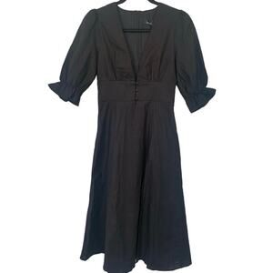 NWT Kourt Button Front Midi Dress Black Size Small